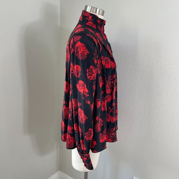 The Kooples Red and Black Floral Blouse - Picture 10 of 16
